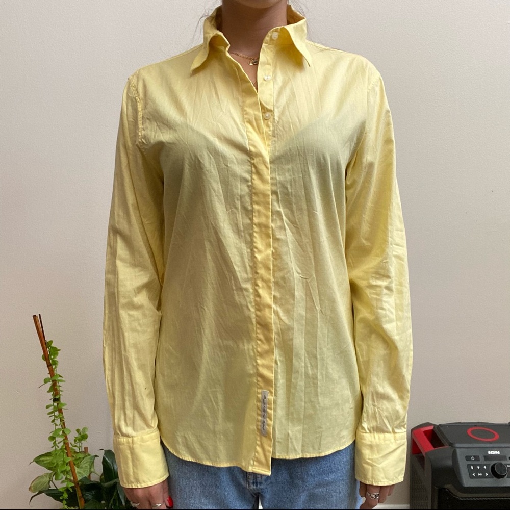 Barbour Yellow Linen Button Down